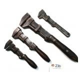 4 pc Lot 10", 12" & 18" monkey with wood handle &