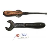 2 pc Lot Perfect Handle 1" open end wrench