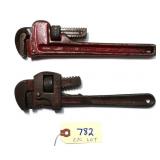 2 pc Lot 10IN pipe wrenches: Keen Kutter,
