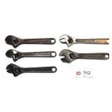 5 pc Lot Crescent style wrench collection: 8"
