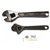 2 pc Lot B & C adjustable wrenches: 8" No. 80 &