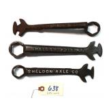 3 pc Lot Sheldon Axle Co. buggy wrenches: 66, 70