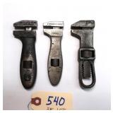 3 pc Lot Pocket Wrenches: Henry & Allen Auburn,