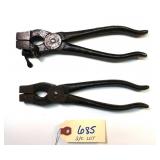 2 pc Lot Heaton Button Fastner pliers patent 1875