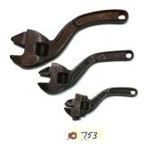 3 pc Lot Wescott screw adjust wrenches: 6IN No.