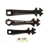 3 pc Lot Buggy Wrenches: Anchor Brand 1" socket,