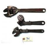 3 pc Lot Pivot Head screw adjust wrenches: ATCO