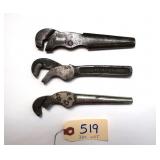 3 pc Lot Quick adjust pipe wrenches: Erie Tool