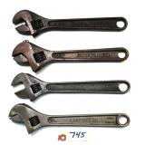 4 pc Lot Crescent style wrench collection: 10"