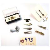 10 pc Lot Tie Clips: CO-OP, Tea Pot, Plier, MWTCA