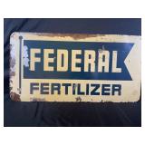 FEDERAL FERTILIZER METAL SIGN - 35" X 18" - BY