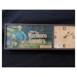 MARLBORO STORE DISPLAY LIGHT UP CLOCK - 25" X 9