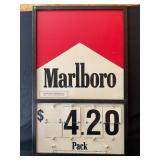 MARLBORO FRAMED METAL STORE PRICE SIGN - 57 1/2" X