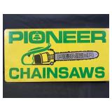 PIONEER CHAINSAWS DOUBLE SIDED METAL FLANGE SIGN