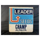 LEADER SEEDS CELINA OHIO GREEN BACK EMBOSSED METAL