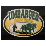 UMBARGER SHOW FEEDS METAL EMBOSSED SIGN - 23 1/2"