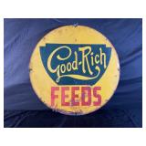 GOOD-RICH FEEDS GREEN BACK METAL SIGN - 23 1/2"