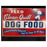 CLEAR QUILL DOG FOOD GREEN BACK METAL SIGN - 10" X