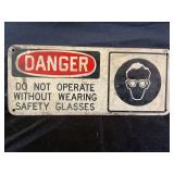 DANGER SAFTEY GLASSES METAL SIGN - 12" X 5"