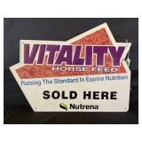 VITALITY HORSE FEED NUTRENA METAL EMBOSSED SIGN -