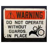WARNING HANDGUARDS IN PLACE HEAVY METAL SIGN - 10"