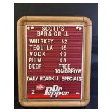 DR PEPPER MENU PRICE BOARD - 17 1/2" X 14" - WITH
