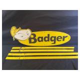 BADGER EMBOSSED METAL SIGN WITH SILAGE WAGON