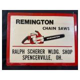 REMINGTON CHAIN SAWS METAL EMBOSSED GREEN BACK