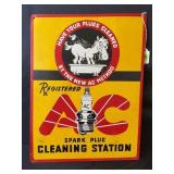 AC SPARK PLUG METAL EMBOSSED SIGN - 17" X 13"