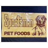 1985 SPORTSMAN PET FOODS METAL GREEN BACK SIGN -