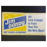 JIM DANDY PET FOOD METAL EMBOSSED SELF FRAMED SIGN