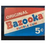 BAZOOKA OPEN ROAD BRAND EMBOSSED METAL SIGN -