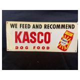 KASCO DOG FOOD GREEN BACK METAL EMBOSSED SIGN -