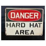 DANGER HARD HAT AREA HEAVY METAL SIGN - 14" X 10"