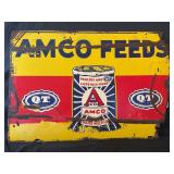 AMCO FEEDS DOUBLE SIDED HEAVY METAL SIGN - 35" X