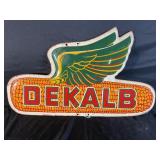 DEKALB GREEN BACK METAL EMBOSSED SIGN - 28" X 16"