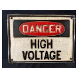 DANGER HIGH VOLTAGE PLASTIC EMBOSSED SIGN - 14" X