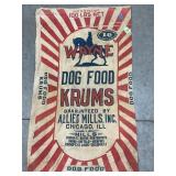 WAYNE DOG FOOD KRUMS CHICAGO, ILLINOIS CLOTH SACK