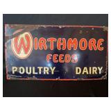 WIRTHMORE FEEDS PORCELAIN SIGN - 53" X 28"