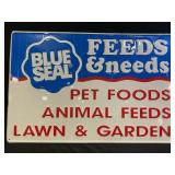 BLUE SEAL PET FOOD METAL EMBOSSED SELF FRAMED SIGN
