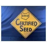 OHIO CERTIFIED SEED GREEN BACK METAL EMBOSSED