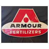 ARMOUR FERTILIZERS METAL EMBOSSED SIGN - 39 1/2" X