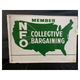 NFO MEMBER GREEN BACK EMBOSSED METAL SIGN - 20" X
