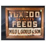 TUXEDO FEEDS METAL SIGN IN WOOD FRAME - OVERALL