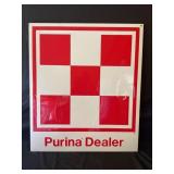 PURINA DEALER METAL EMBOSSED WOOD FRAMED SIGN -