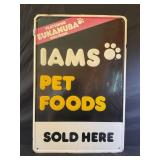 IAMS PET FOODS SELF FRAMED EMBOSSED METAL SIGN -