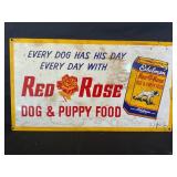 RED ROSE DOG FOOD HEAVY METAL SIGN - 18" X 10"