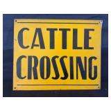 CATTLE CROSSING METAL SIGN - 10" X 8"