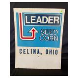 LEADER SEED CORN CELINA OHIO PLASTIC DEALER SIGN -
