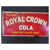 ROYAL CROWN COLA SELF FRAMED METAL EMBOSSED SIGN -